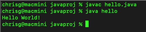 Compiling and running the Java Hello World in a Mac terminal