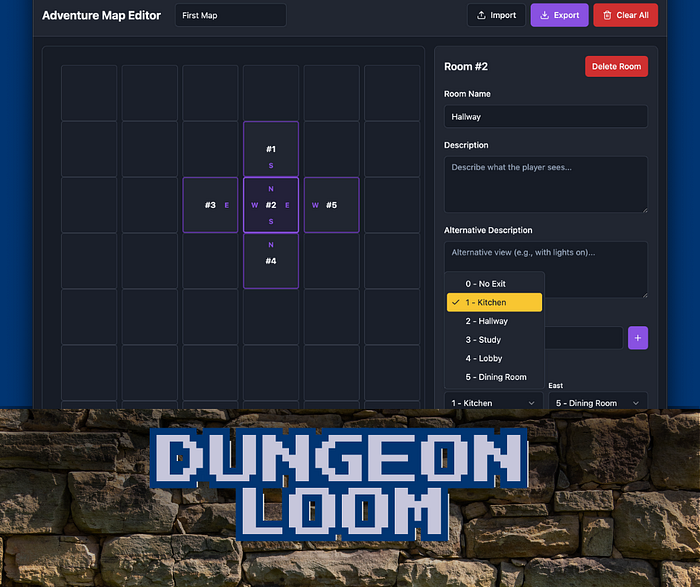 Dungeon Loom Text Adventure Map Editor