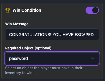 Setting winning conditions