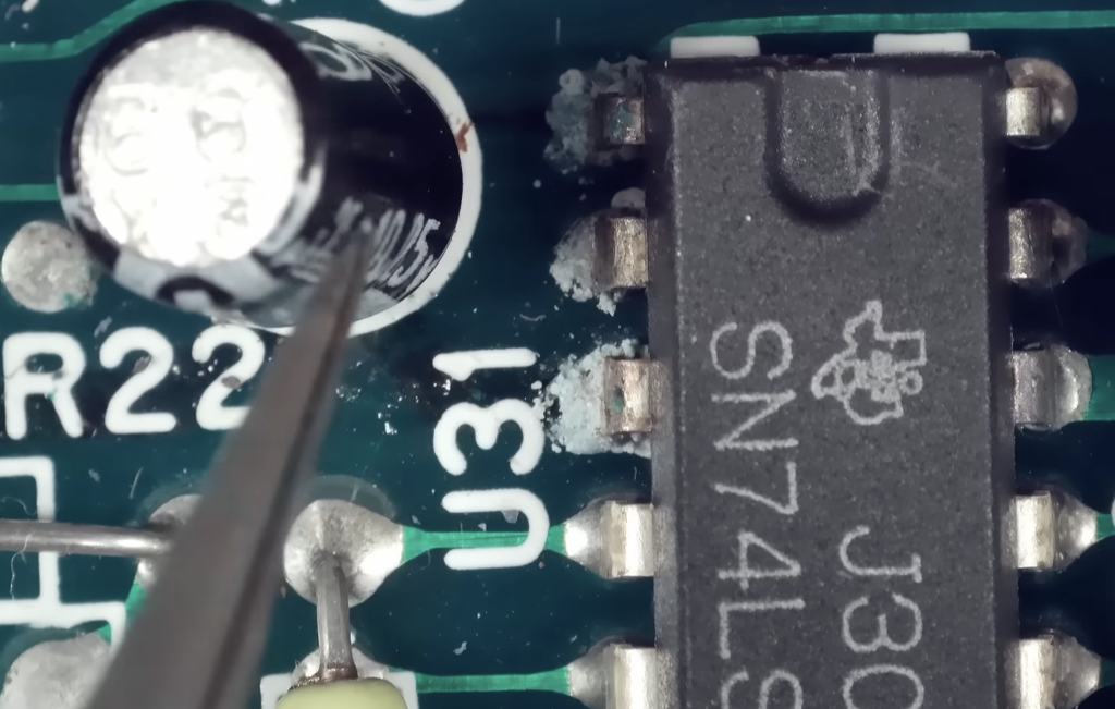 Crusty capacitor leakage
