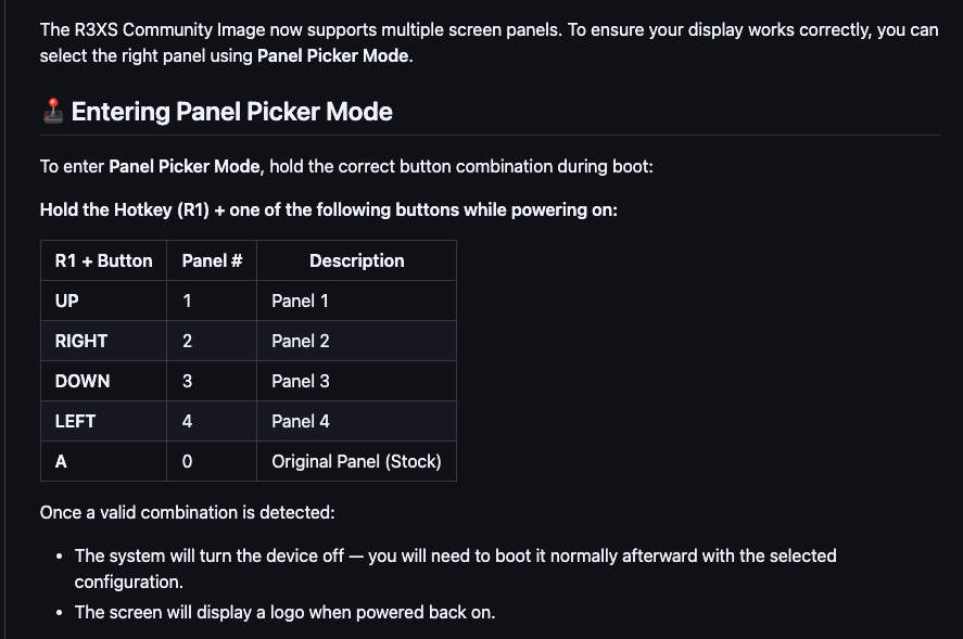ArkOS-R3XS Screen "Panel Picker"