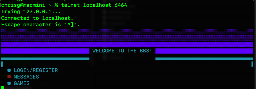 Sending a 'Welcome' ANSI Art Screen from our BBS server
