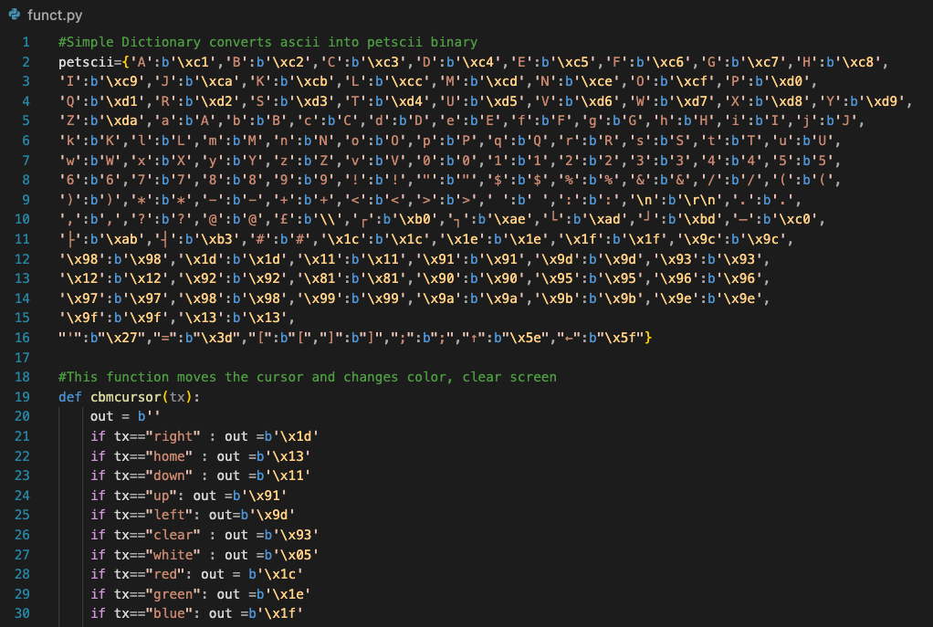 Helper functions for communicating using PETSCII