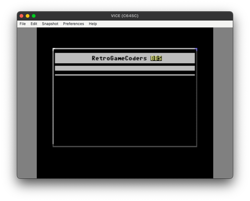 Our PETSCII screen displayed in CCGMS graphical terminal
