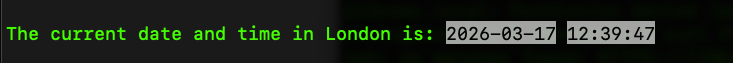 Launching curl to get the current date and time in london