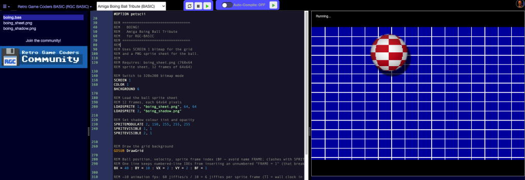 RGC BASIC in the online Retro IDE