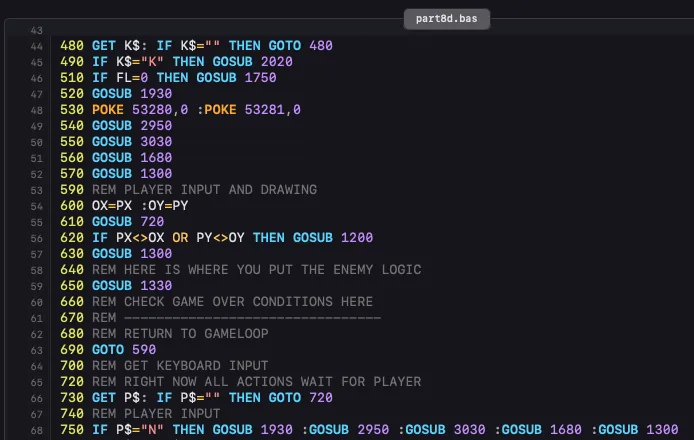 C64 BASIC with line numbers